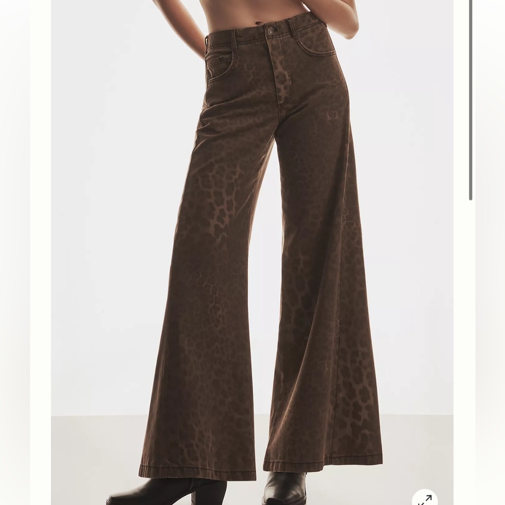 Anthropologie: The Adi Leopard Mid-Rise Flare Jeans by Pilcro
